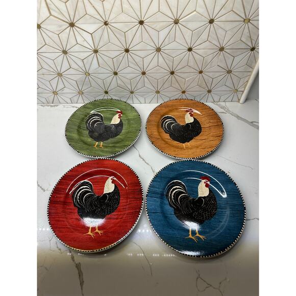 Warren Kimble “Rooster” Plate Set (1999) – Sakura‎ Folk Art Dinnerware - Picture 2 of 8